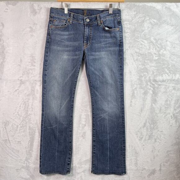 7 For All Mankind Jeans Women's 28 Straight Fit Mid Rise Blue Denim Casual Boho - Picture 2 of 12